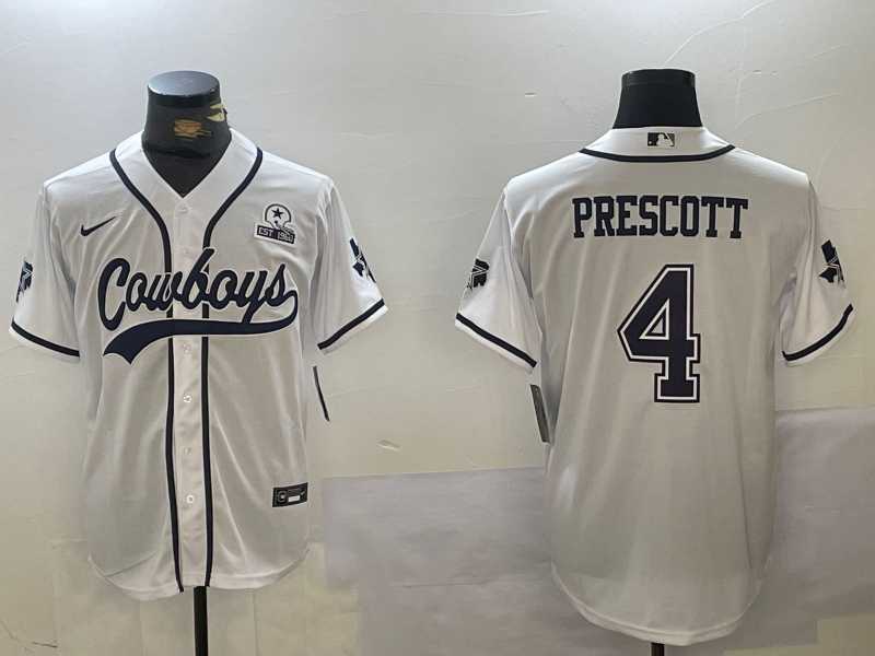 Men's Dallas Cowboys #4 Dak Prescott White With 1960 Patch Cool Base Stitched Baseball Jersey,We sell and wholesale Men's Dallas Cowboys #4 Dak Prescott White With 1960 Patch Cool Base Stitched Baseball Jersey on line form chian!